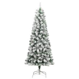 Berkfield Home Beautiful Artificial Hinged Christmas Tree with Flocked Snow 210 cm in White - thumbnail 3