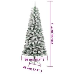 Berkfield Home Beautiful Artificial Hinged Christmas Tree with Flocked Snow 210 cm in White - thumbnail 9