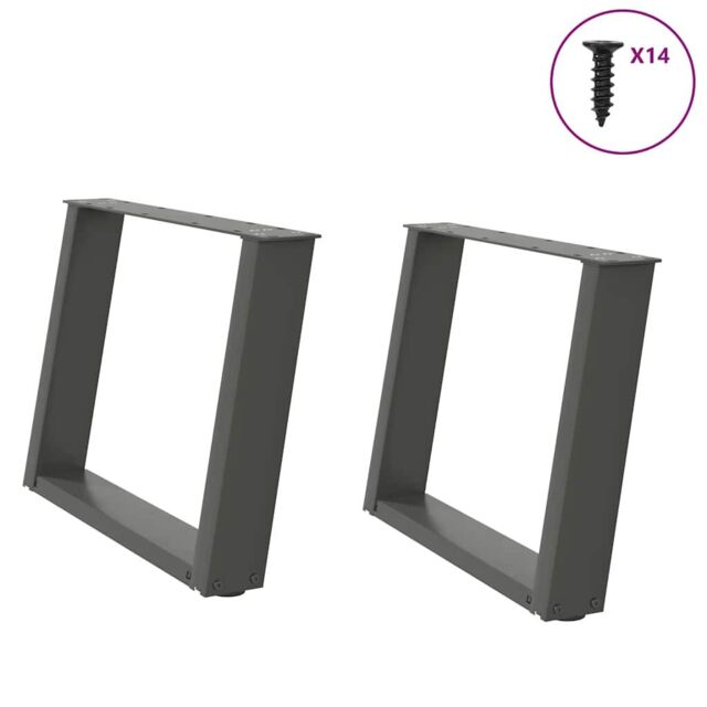 Berkfield Home Coffee Table Legs U-Shaped 2 pcs Anthracite 70x(42-43) cm Steel in Black - image 1