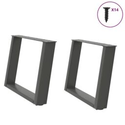 Berkfield Home Coffee Table Legs U-Shaped 2 pcs Anthracite 70x(42-43) cm Steel in Black - thumbnail 1