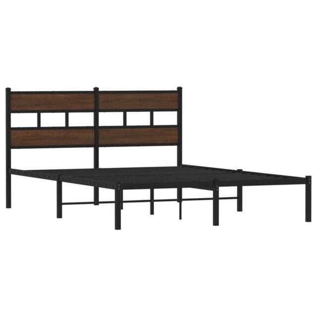 Berkfield Home Elegant Bed Frame without Mattress with Headboard Brown Oak 140x190 cm - image 1