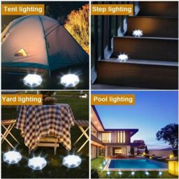 Leaper White Light 8 LED Outdoor Lawn Decoration Solar Underground Light in Yellow - thumbnail 5