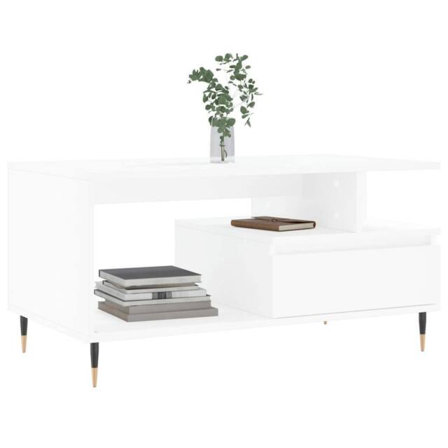 Berkfield Home Modern Coffee Table White 90x49x45 cm Engineered Wood - Size: 90 x 49 x 45 cm - image 1