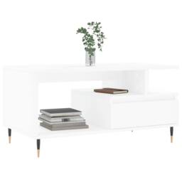 Berkfield Home Modern Coffee Table White 90x49x45 cm Engineered Wood - Size: 90 x 49 x 45 cm - thumbnail 1