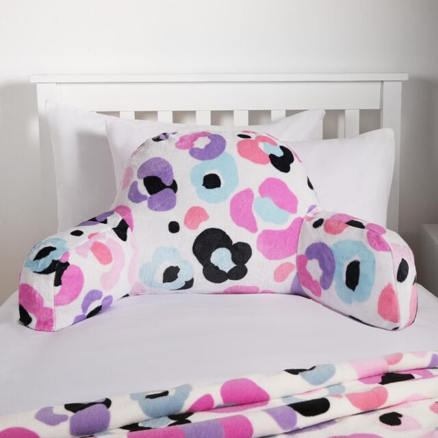 OHS Leopard Cushion Bed Reading Pillow Gamer Soft Arms Lumbar Chair Support in Pink - image 1
