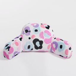 OHS Leopard Cushion Bed Reading Pillow Gamer Soft Arms Lumbar Chair Support in Pink - thumbnail 4