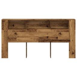 Berkfield Home Headboard Cabinet Old Wood 200x18.5x102.5 cm Engineered Wood in Brown - thumbnail 4