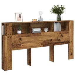 Berkfield Home Headboard Cabinet Old Wood 200x18.5x102.5 cm Engineered Wood in Brown - thumbnail 2