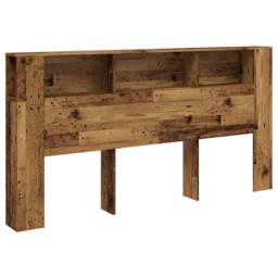 Berkfield Home Headboard Cabinet Old Wood 200x18.5x102.5 cm Engineered Wood in Brown - thumbnail 3