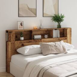Berkfield Home Headboard Cabinet Old Wood 200x18.5x102.5 cm Engineered Wood in Brown - thumbnail 1