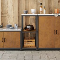 Berkfield Home Kitchen Storage Shelf with Storage Rusty Weathering steel in Brown - thumbnail 4