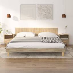 Berkfield Home Bedside Cabinets 2 pcs Sonoma Oak 40x35x47 cm in Natural - Size: 40 x 35 x 47 cm - thumbnail 2