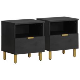Berkfield Home Classic Bedside Cabinet Black 40x33x46 cm Engineered Wood - Size: 40 x 33 x 46 cm - thumbnail 2