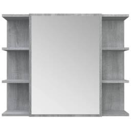Berkfield Home Modern Bathroom Mirror Cabinet Grey Sonoma 80x20.5x64cm Engineere - Size: 80x20.5x64 cm - thumbnail 6