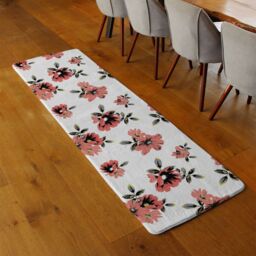 Benjamin Tate Design Pink Flowers Runner Rug in Natural - Size: 67 cm x 230 cm - thumbnail 2