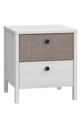 FWStyle 2 Drawer Bedside Table Whitewash Oak & Linen Finish in White - thumbnail 2