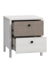 FWStyle 2 Drawer Bedside Table Whitewash Oak & Linen Finish in White - thumbnail 3