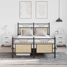 Berkfield Home Bed Frame Frame Sonoma Oak 120x190 cm Small Double Wood in Natural - thumbnail 4