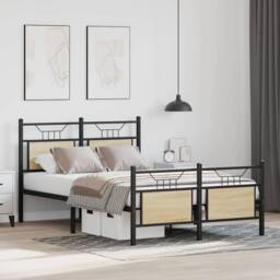 Berkfield Home Bed Frame Frame Sonoma Oak 120x190 cm Small Double Wood in Natural - thumbnail 5