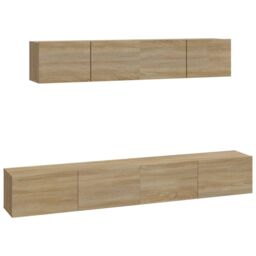 Berkfield Home 4 Piece TV Cabinet Set Sonoma Oak Engineered Wood in Brown - thumbnail 2