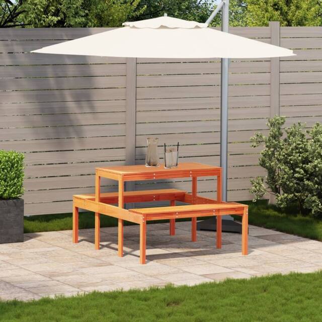 Berkfield Home Picnic Table Wax Brown 110x134x75 cm Solid Wood Pine - Size: 110 x 134 x 75 cm - image 1