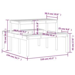 Berkfield Home Picnic Table Wax Brown 110x134x75 cm Solid Wood Pine - Size: 110 x 134 x 75 cm - thumbnail 9