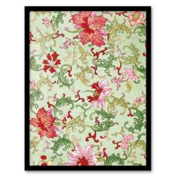 Artery8 Owen Jones Art Nouveau Pink Flower Pattern Framed Wall Art Print in Green - Size: A4 - thumbnail 1