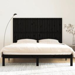 Berkfield Home Wall Headboard Black 185x3x110 cm Solid Wood Pine - Size: 185 x 3 x 110 cm - thumbnail 3