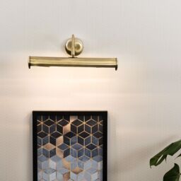 ValueLights Gemini Pair of Antique Brass Indoor Wall Picture Lights in Gold