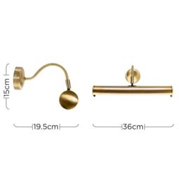 ValueLights Gemini Pair of Antique Brass Indoor Wall Picture Lights in Gold - thumbnail 6