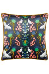 Herons Piped Velvet Rectangular Polyester Filled Cushion