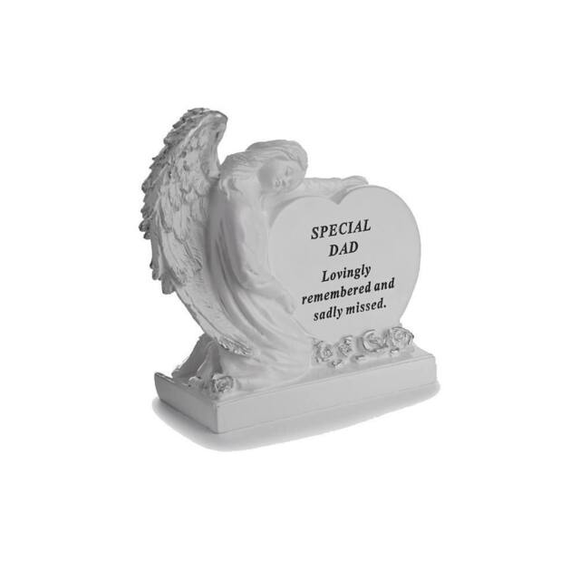 David Fischhoff Graveside Memorial Angel Heart Ornament Plaque -Dad in Cream - image 1
