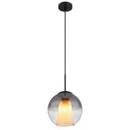 Netlighting Barry 25cm Dome Pendant Matt Black Ball Smoke Glass Shade 1x E27 - thumbnail 1