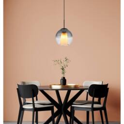Netlighting Barry 25cm Dome Pendant Matt Black Ball Smoke Glass Shade 1x E27 - thumbnail 3