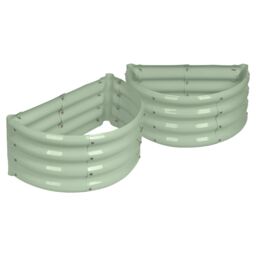 Harbour Housewares Raised Garden Beds - 2x Semi-Circle Bottomless Galvanised Steel Planter 60 x 30cm in Green - Size: 60 x 30 cm - thumbnail 1