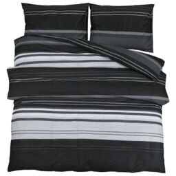 Berkfield Home Duvet Cover Set Black & White 200x200 cm Cotton - thumbnail 2