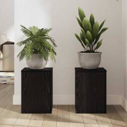 Berkfield Home Plant Stands 2 pcs Black Oak 25x25x35 cm Engineered Wood - Size: 25 x 25 x 35 cm - thumbnail 4