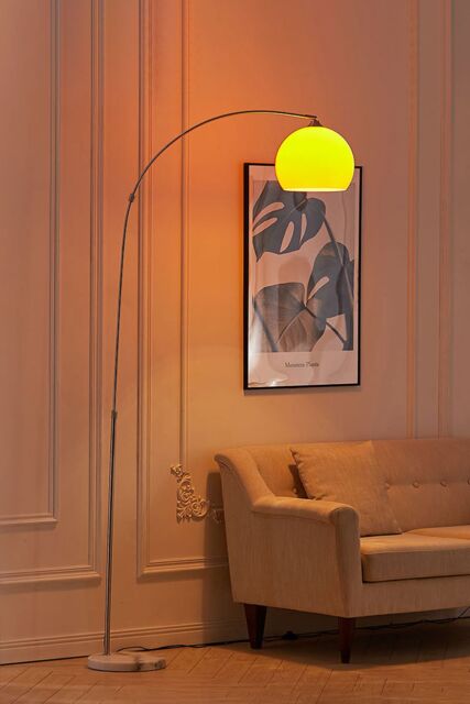 Living and Home Modern Arched Floor Lamp with Marble Base Adjustable Height 145-220CM - image 1