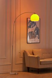 Living and Home Modern Arched Floor Lamp with Marble Base Adjustable Height 145-220CM - thumbnail 1