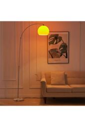 Living and Home Modern Arched Floor Lamp with Marble Base Adjustable Height 145-220CM - thumbnail 3