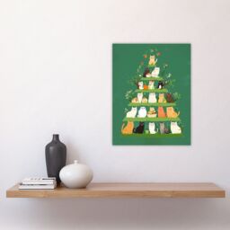 "Artery8 Cat Lover Pet Breed Pyramid Cute Cartoon Style Wall Art Print in Green - Size: W24"" x H32""" - thumbnail 4