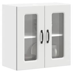 Berkfield Home Kitchen Wall Cabinet with Glass Door Kalmar White Engineered Wood - thumbnail 2