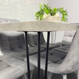 KOSY KOALA Dining Table With 4 Chairs Modern Grey Dining Table Set With 4 Grey Velvet Chairs Dining Room Furniture - thumbnail 6