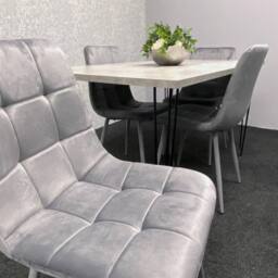 KOSY KOALA Dining Table With 4 Chairs Modern Grey Dining Table Set With 4 Grey Velvet Chairs Dining Room Furniture - thumbnail 5