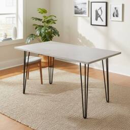 KOSY KOALA Dining Table With 4 Chairs Modern Grey Dining Table Set With 4 Grey Velvet Chairs Dining Room Furniture - thumbnail 2