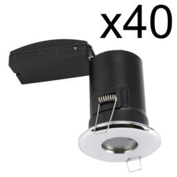First Choice Lighting Set of 40 - Chrome IP65 Bathroom Recessed Fire Rated Downlights in Silver - thumbnail 2