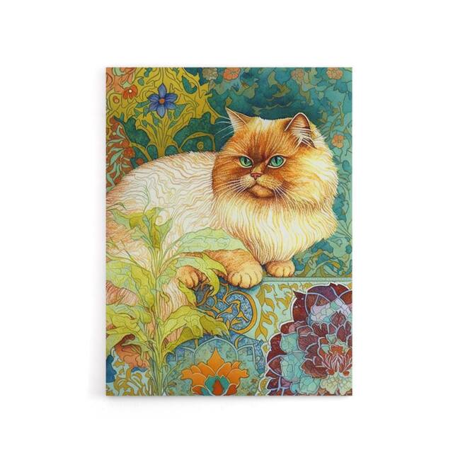 "Artery8 Persian Cat With Floral Pattern Canvas Wall Art Print - Size: W18"" x H24""" - image 1