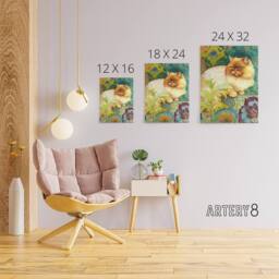"Artery8 Persian Cat With Floral Pattern Canvas Wall Art Print - Size: W18"" x H24""" - thumbnail 4