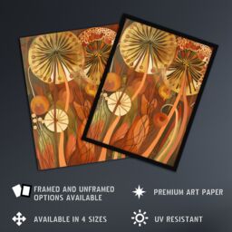 "Artery8 Autumnal Wildflower Garden Dandelions Painting Framed Art Print in Orange - Size: W12"" x H16""" - thumbnail 2