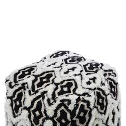 Wyld and Coco Boho Wool-Cotton Pouffe 45 x 45 cm Black and White - thumbnail 5